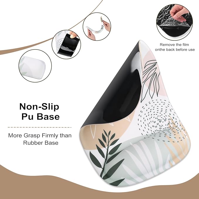 Haocoo Keyboard Wrist Rest, Ergonomic Mouse Pad, Gel Wrist Pas for Computer Keyboard, Non-Slip Mouse Pad Wrist Support for Gaming,Office, Boho Tropical Leaves