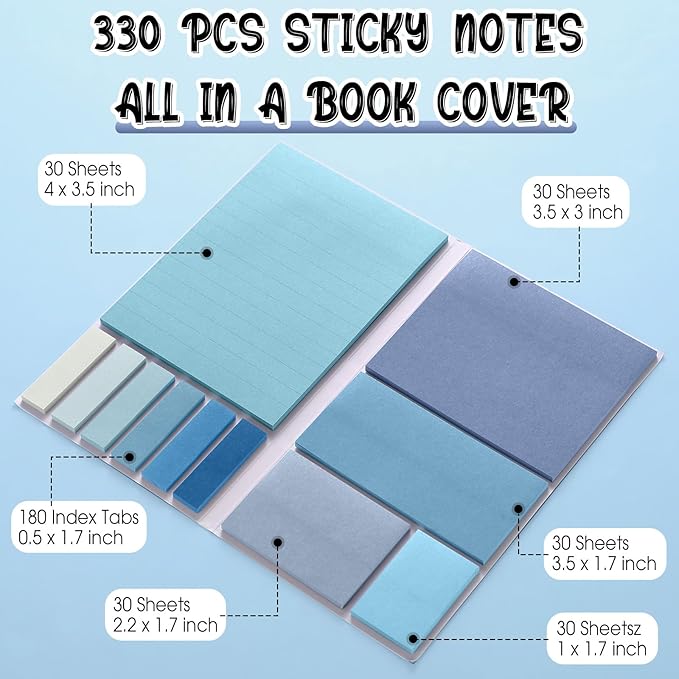 Janlaugh 38 Pcs Aesthetic College School Supplies with Pen Case Sticky Notes Gel Pens Highlighters Correction Tapes Back to School Stationery Kit(Light Blue Color,Classic)