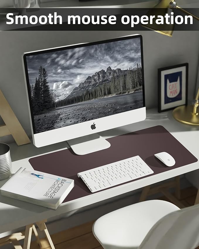 Non-Slip Desk mat,PULeather Desk Pad Protector, Office Desk Mat, Large Mouse Pad,Desk Blotter, Laptop Desk Pad, Waterproof Desk Writing Pad for Office and Home (Coffee, 35.4" x 17")