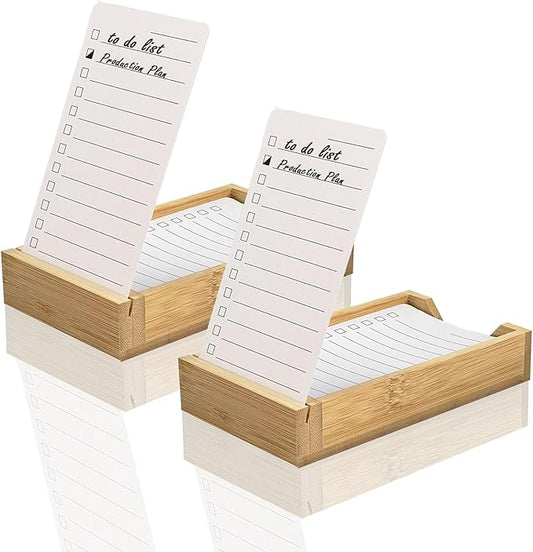 2 Pack Daily To Do List Planner, Daily ToDo Checklist Cards and Bamboo Stand, 100 To Do Cards, Productivity System Planners Notebook for Work Office Accessories