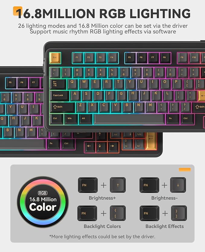 DAREU EK98pro Wireless Mechanical Keyboard,96% Creamy Gaming Keyboard with Number Pad,Tri-Mode BT/2.4GHz/USB-C,Pre-lubed Linear Switches,Gasket Structure,Hot Swappable Custom,Backlit for Win/Mac