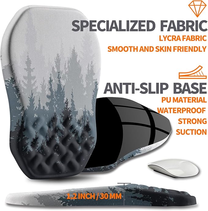 Ergonomic Slope Mouse Pad Wrist Support, Wrist Rest Mousepad for Carpal Tunnel Pain Relief with Massage Bulge and Slow Rebound Memory Foam (12x8 inch, Forest)