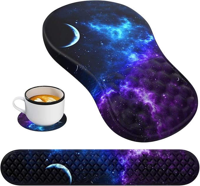 HAOCOO 3Pcs Ergonomic Mouse Pad with Wrist Rest, Keyboard Wrist Rest,Keyboard and Mousepad Set, Computer Mouse Pad and Keyboard Wrist Rest with Massage,Carpal Tunnel Mousepad for Office