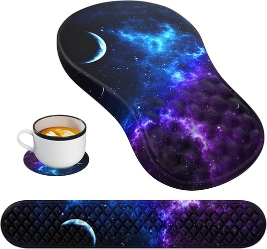 HAOCOO 3Pcs Ergonomic Mouse Pad with Wrist Rest, Keyboard Wrist Rest,Keyboard and Mousepad Set, Computer Mouse Pad and Keyboard Wrist Rest with Massage,Carpal Tunnel Mousepad for Office