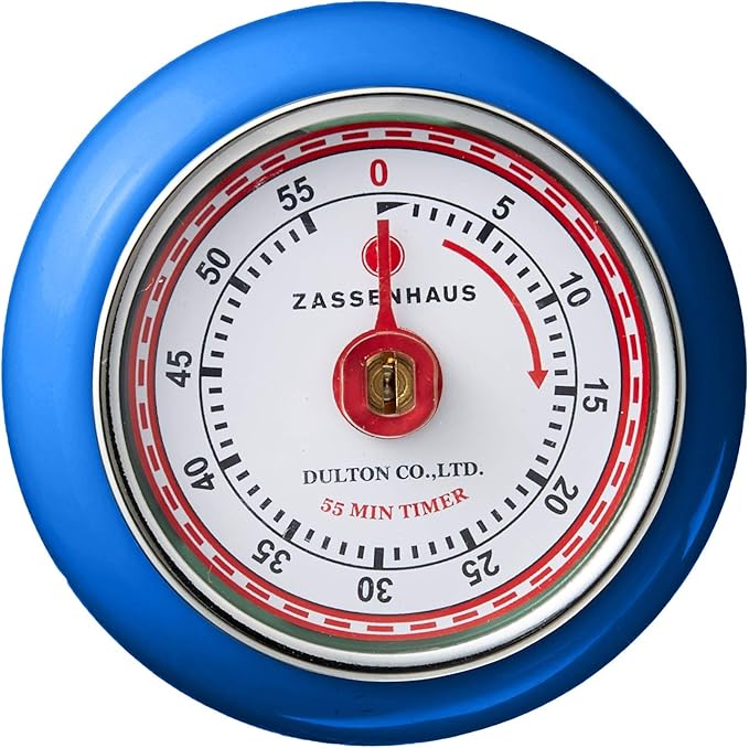 Zassenhaus Magnetic Retro Kitchen Timer, Classic Mechanical Cooking Timer (Royal Blue)