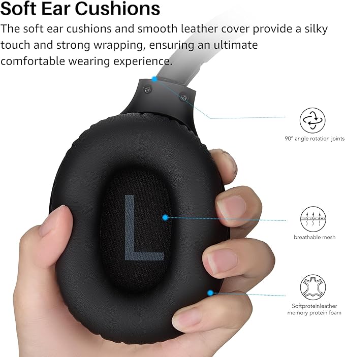 TOZO HA1 Bluetooth 5.4 Over Ear Headphones, 70H Playtime with Mic, Foldable Wireless Headset, Deep Bass Stereo Sound Customizable 32 EQ Music Mode Via Button & App for Travel and Home, Upgraded