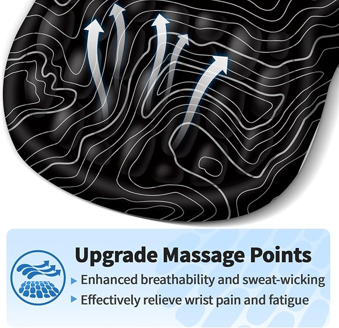 Ergonomic Mouse Pad with Wrist Rest Support, Mousepad with Comfortable Memory Foam Wrist Rest and Non-Slip PU Base for Pain Relief, Computer, Laptop, Office, Home (Topographic Map)