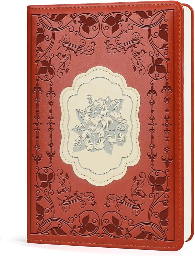 Hibiscus Gift Hibiscus Writing Journal Notebook Hibiscus Flower Gift Hawaiian Flowers A5 Travel Notebook Flower Fan Gift (hibiscus-Brown)