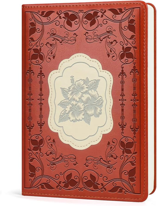 Hibiscus Gift Hibiscus Writing Journal Notebook Hibiscus Flower Gift Hawaiian Flowers A5 Travel Notebook Flower Fan Gift (hibiscus-Brown)