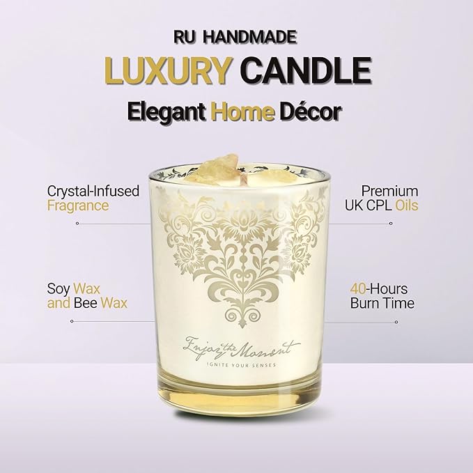 Luxury Scented Candles Gift Set – 3 Crystal Soy & Beeswax Aromatherapy Candle with Snuffer Lid & Wick Trimmer,7oz/each | Floral & Citrus Scents, Candle for Women, candles for home Scented & Relaxation