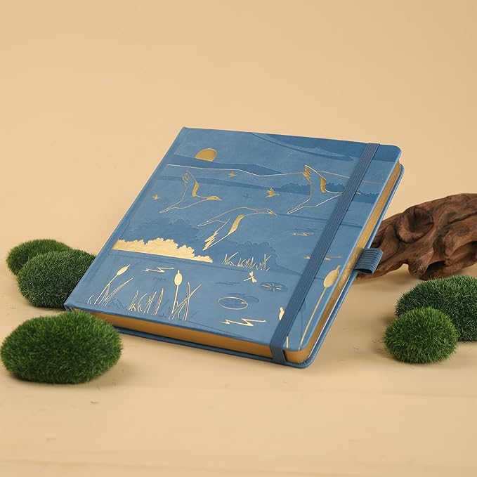 TIEFOSSI Dotted Journal Notebook, Dot Grid Notebook for Women Men, Hardcover PU Leather Journal, 160 GSM Thick Paper, 160 Numbered Pages with Gold Edges, 8 x 8 Square Diary