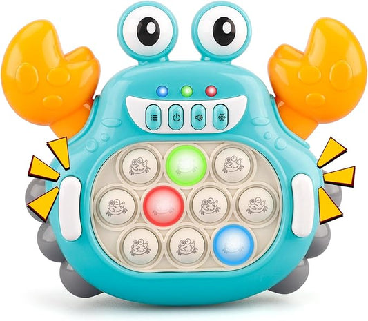 Fast Push Fidget Toys for Kids, Handheld Puzzle Sensory Toys, Quick Push Light Up Pop Game Gifts for 3-12 Year Old Boys Girls, Easter Basket Stuffers (Crab)