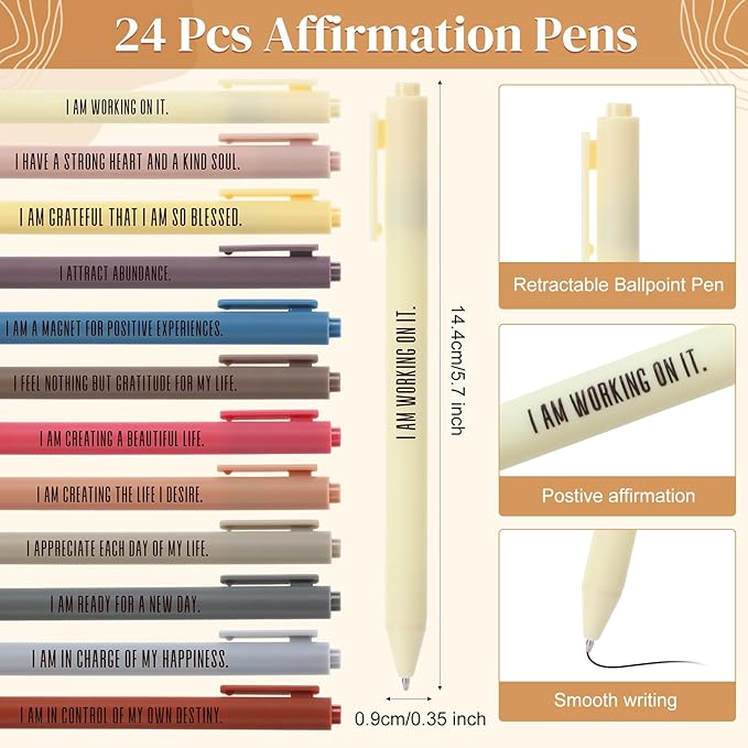 Kosiz 48 Pcs/24 Set Positive Affirmation Gifts Gratitude Spiral Notebooks with Pens Motivational Encouragement Notepads Daily Affirmations Journal for Women (Rainbow)