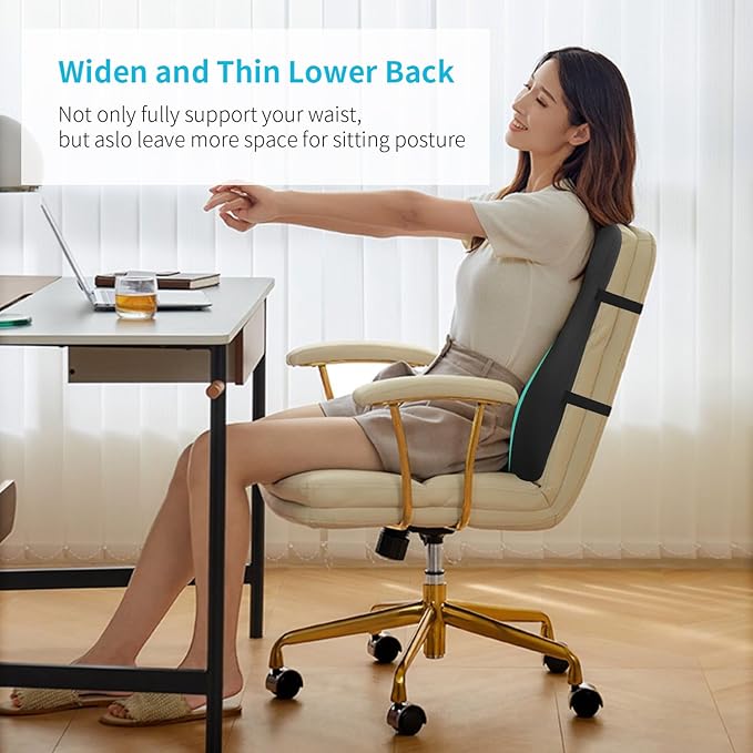 High Back Support Pillow for Office Chair Fully Support Entire Back for Pain Relief and Comfort - Memory Foam Lumbar Support Pillow for Office Chair,Computer,Recliner