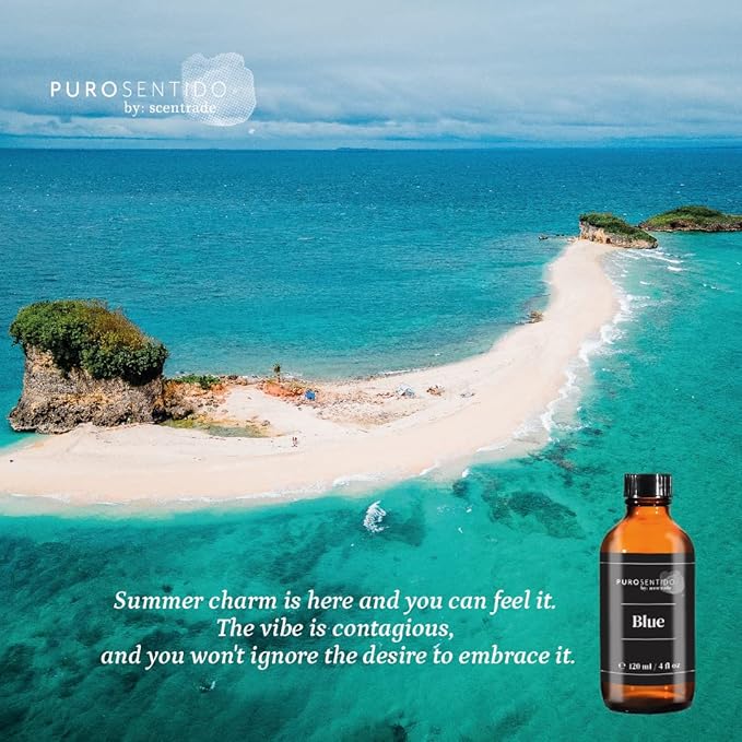 PuroSentido Blue Aroma Oil (120 ml) - Luxury Essential & Fragrance Oil for Diffusers and Humidifiers, Apricot, Coconut Milk & Vanilla Home & Hotel Scent