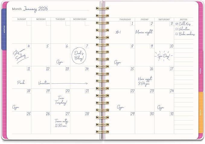 Orange Circle Studio Undated Tri-Tab Academic Planner 2026, Faire Flowers, Daily Notebook Journal, Cute Weekly and Monthly Calendar with Pocket, Stickers, Lined Pages for To Do lists and Planning