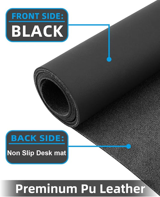 Desk mat Large, Leather Desk Pad Protector,Office Desk Mat,Mouse Pad, Non-Slip Desk Blotter, Laptop Desk Pad, Waterproof Desk Writing Pad for Office&Home (Black,48" x 24")