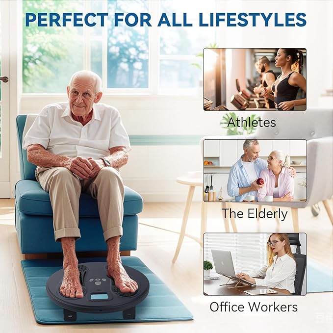 1-STEP EMS Foot Massager for Neuropathy Electronic Foot Stimulator TENS Feet Circulation Stimulator with 10 Modes 50 Intensities Electronic Muscle Stimulator