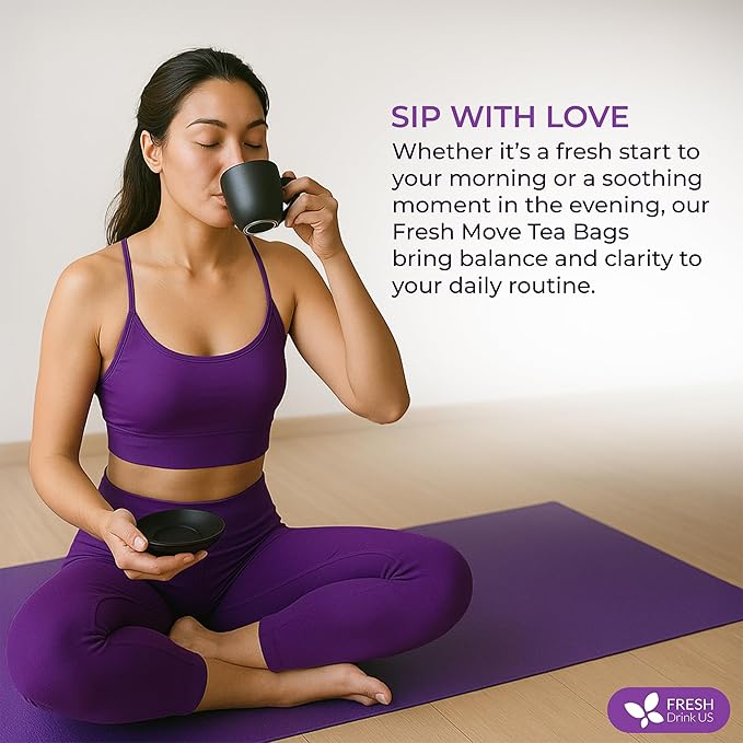 FreshDrinkUS, Fresh Move Tea – 75 Tea Bags - Herbal Tea Blend with Senna Leaves, Cinnamon, Orange Peel, Ginger & More – Caffeine-Free, Natural Ingredients – Smooth Flavor for Everyday Enjoyment