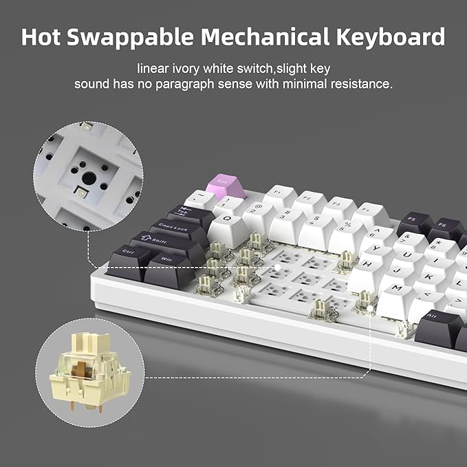 MageGee LIGHT87 Wired Creamy Keyboard, 80% Gasket Hot Swappable RGB Backlit Gaming Mechanical Keyboards with 6-Layer Sound Dampening,PBT Keycaps NKRO for Win/Mac, Purple