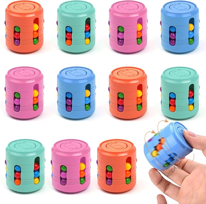 KatchOn, Rotating Fidget Toys – Pack of 12 | Magic Bean Puzzle Cube and Fidget Spinners for Kids, Adults | Fidget Toys Bulk, Classroom Prizes,Goodie Bag Stuffers, Birthday Party Favors for Kids 8-12