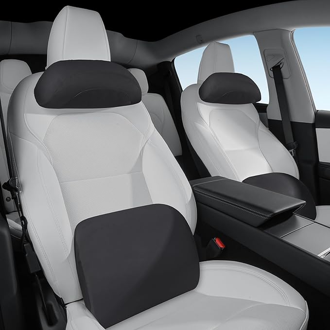 Lumbar Support Pillow Ergonomic Memory Foam Lumbar Pillow for Lower Back Pain Relief - Back Cushion for Driving, Chair Support for Car, Office & Gaming Chairs (Black, 1PC)