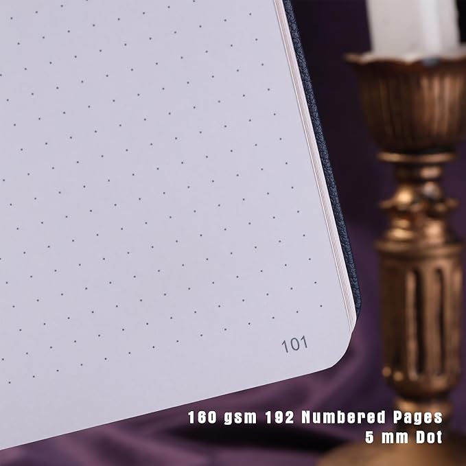 TIEFOSSI Bullet Dot Journal, Vintage Journal Notebook for Women Men, 160 GSM 192 Premium Pages, A5 Hardcover Journaling Notebooks Gift, for Travel Office Daily Writing