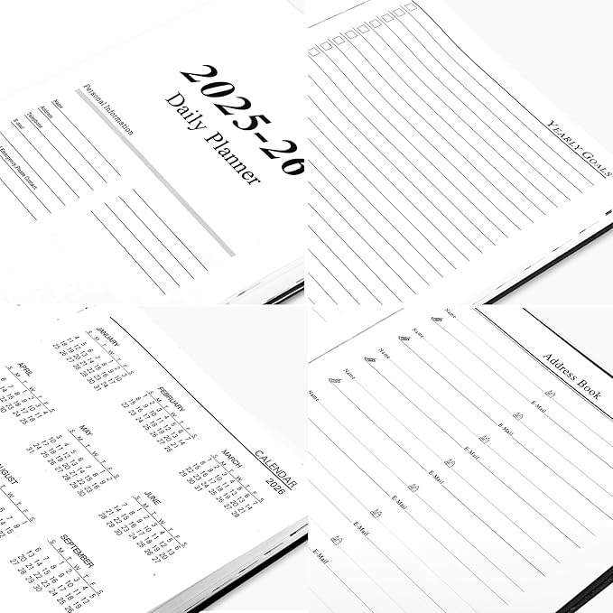 KESOTE Large Daily Planner 2025-2026 Full Page Per Day, Hourly Schedule 8.5" x 11" Academic Diary Day Planner 12 Month (July 2025 - June 2026), Hardcover Weekly Monthly Agenda, Black