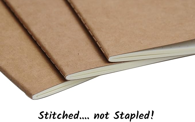 Wanderings Blank Passport Size Travelers Notebook Inserts | 3.5" x 5" / 9cm x 12.7cm | 80gsm Paper | 3 Hand-Stitched Booklets / 180 Pages |Travelers Notebook Refills for Journals, Diaries, Planners