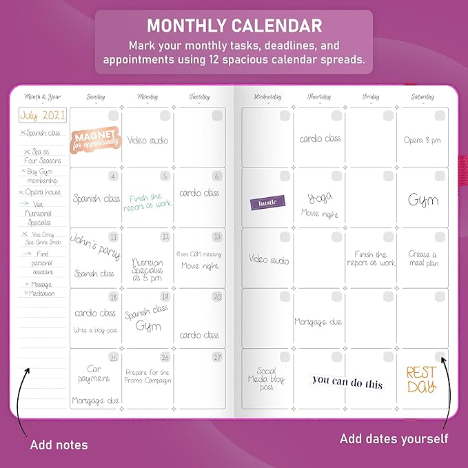 GoGirl Weekly Schedule Planner – Hourly Work & Life Planner with Time Slots – Vertical Agenda Organizer for Daily Productivity, A5 (Hot Pink)