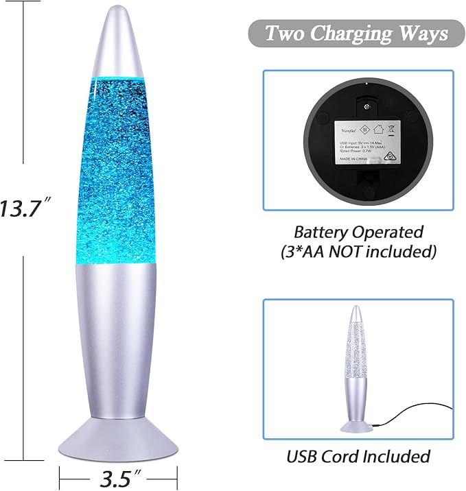 Glitter Color Changing Motion Lamp Perfect Christmas Thanksgiving Day Present for Adults and Kids LED Glitter Lamps with Rocket Feature for Cool Room Decor as Night Light