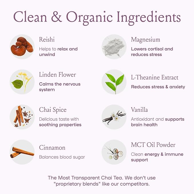 SPACE AND TIME Relax - Mushroom Chai Tea - 20 Cups of Calm & Relaxation - Mushroom Tea with Reishi, Magnesium & L-Theanine