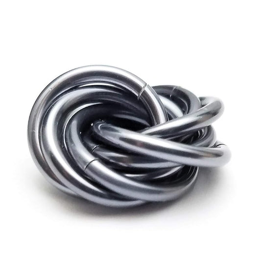 Möbii Fidget Ball (Solid Color): Quiet Mobius ADHD Anxiety Stim Stress Relief Toy Tool for Home Travel Office or Desk (Small, Half, Mercury Silver)