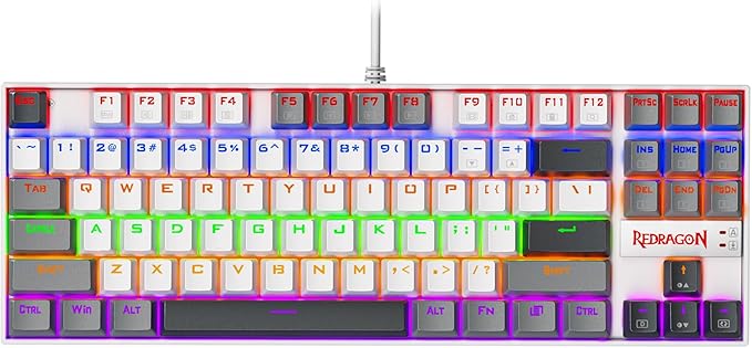Redragon K552 Mechanical Gaming Keyboard, 87-Key Compact, LED Gaming Keyboard with Red Switches, Anti-Ghosting, Metal Frame for PC Gaming & Typing, Beginner-Friendly (Polar Monolith)