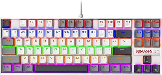 Redragon K552 Mechanical Gaming Keyboard, 87-Key Compact, LED Gaming Keyboard with Red Switches, Anti-Ghosting, Metal Frame for PC Gaming & Typing, Beginner-Friendly (Polar Monolith)