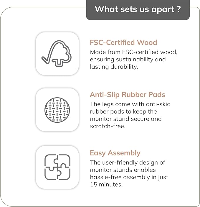 Anji Mountain Monitor Stand - Desktop Organizer & Laptop Riser, Ergonomic Monitor Riser, Space-Saving Monitor Stand for Desk, Durable Construction, Easy Assembly, Ideal for Home & Office,Mango