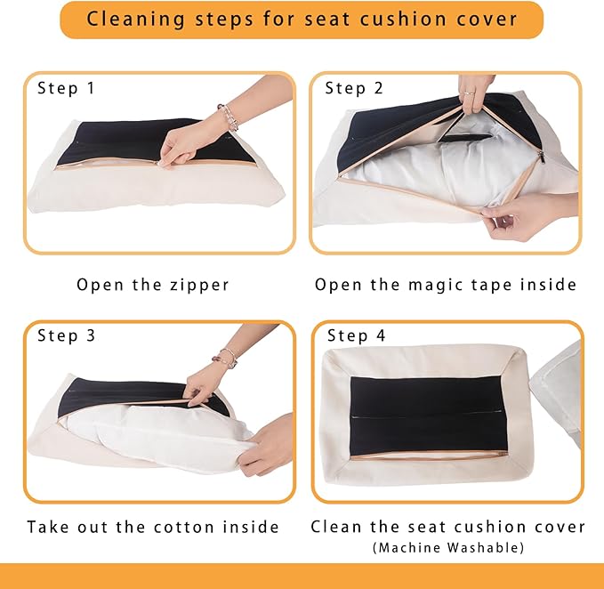 Folding Upholstered Footrest Stool, Small Accent Ottoman with Thick Cotton Cushion & Bamboo X Legs, Modern Padded Sofa Stool for Makeup Bedroom Living Room (Beige)