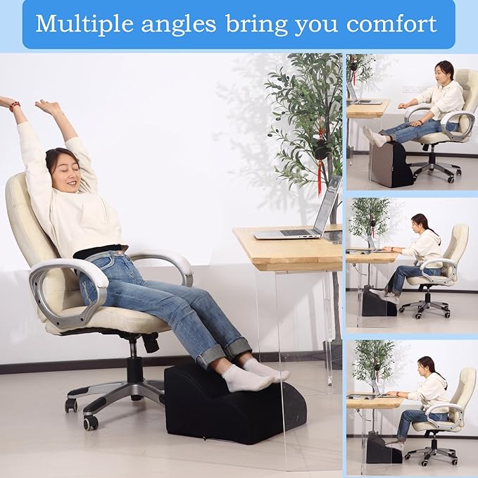 Foot Rest for Under Desk at Work.Multifunctional 3-Tier Foot Stool,With waterproof leather Footrest.For Under Desk,Office Chair Gaming Chair & Sofa,Leg Elevation Pillow,supports Posture-Black