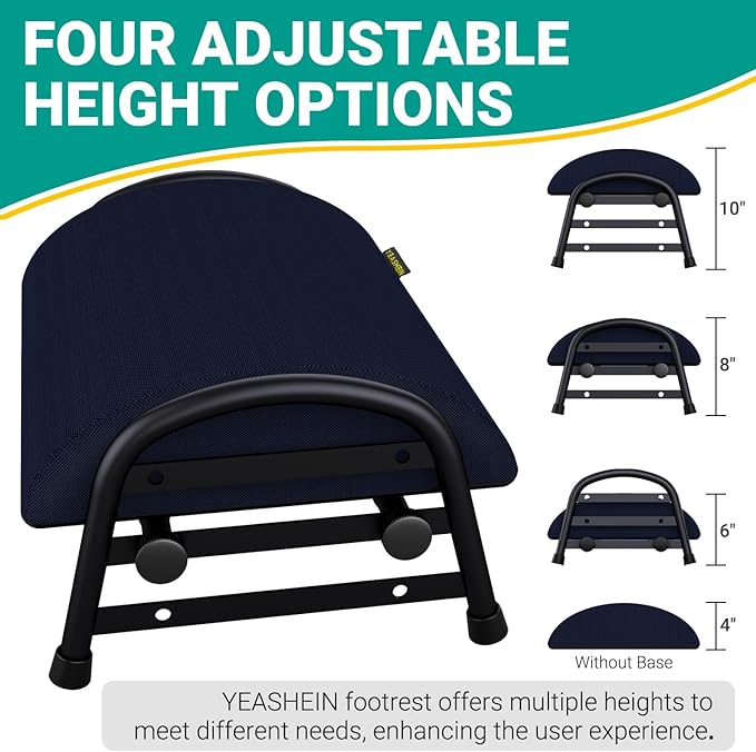Foot Stool Underdesk Footrest with 3 Adjustable Heights, Under Desk Foot Rest for Car, Home and Office, Office Desk Accessories