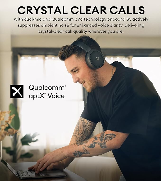 Edifier STAX Spirit S5 Wireless Planar Magnetic Headphones, Snapdragon Sound, aptX Adaptive, Hi-Res Audio (LDAC LHDC), Bluetooth 5.4, Dual-Mic CVC Tech, 80H Playback & Fast Charging for Audiophiles