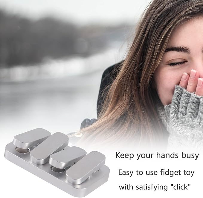 Metal Fidget Slider EDC Fidget Clicker Fidget Toys Adults (Matte Silver)