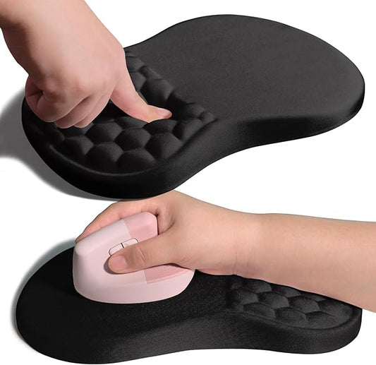 Ergonomic Joint Wrist Support Mouse Pad with Memory Foam Cushion Massage Bump, Carpal Tunnel Pain Relief Mousepad Slope Design for Wrist Rest, 11.8x7.9 in, Black