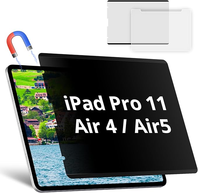 Magnetic Privacy Screen Protector Compatible with iPad Pro 11/Air4/Air5 10.9 In 2018-2022, Anti Glare Blue Light Film Anti-Spy Filter, Bubble-Free Shield Easy Install Guard Removable Cover