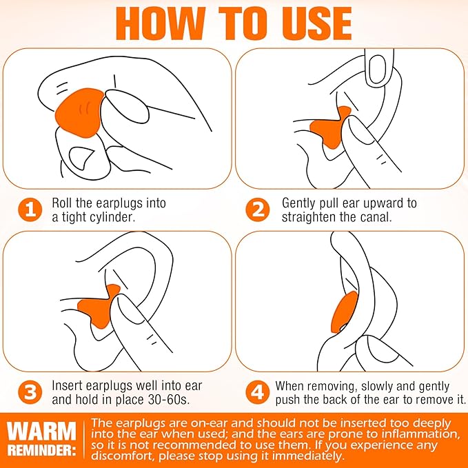 Frienda 21 Pairs Ear Plugs for Sleeping Reusable Moldable Silicone Earplugs Soft Noise Cancelling Earplugs Sound Blocking Ear Plugs with Case for Swimming Concert 32dB NRR (Orange)