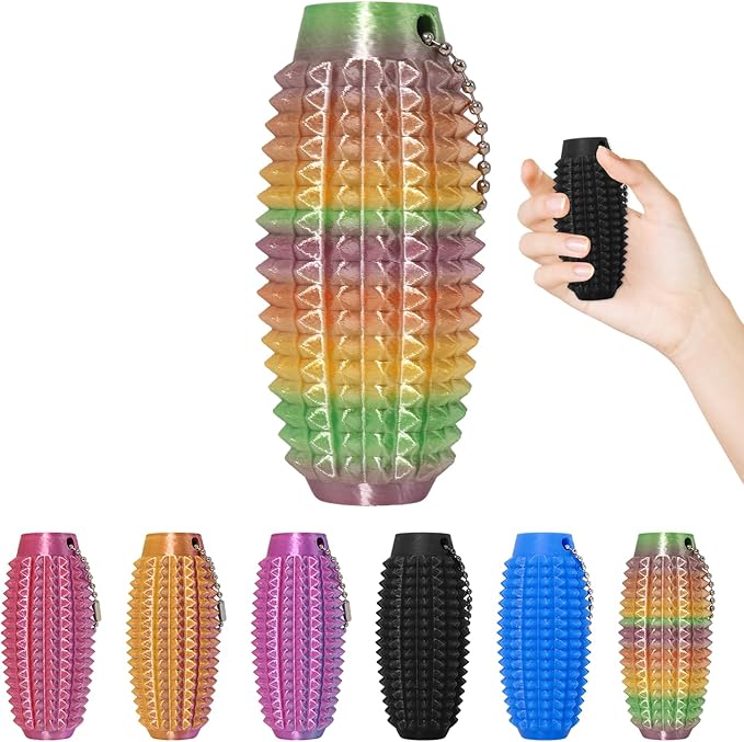 Little Ouchies Fidget Toys,Pain Stim Fidget Toy Reduce Stress for Adults,Anxiety Relief Pain Stim,Spiky Fidget Keychain for Anxiety and Stress Reduction,Novelty Gifts for Friends(1PCS/Rainbow)
