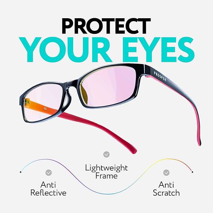 Prospek Blue Light Reading Glasses for Men and Women, Anti-Glare For Computer Use with Clear Lens 3.0 Diopters