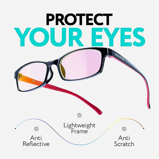 Prospek Blue Light Reading Glasses for Men and Women, Anti-Glare For Computer Use with Clear Lens 1.0 Diopters