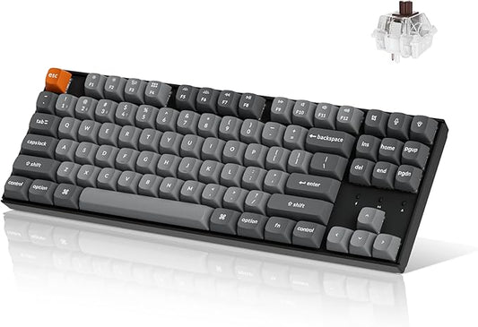 Keychron K8 Max TKL Mechanical Keyboard Wireless, 87 Keys QMK 2.4 GHz/Bluetooth 5.1/Wired Connection, White Backlit with Programmable Keychron Super Brown Switch for macOS Windows Linux
