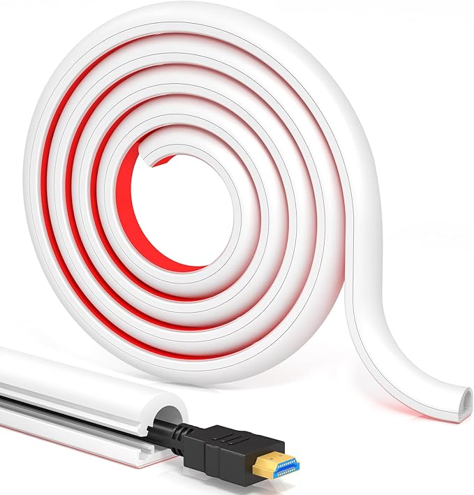 Flexible Cable Concealer for 78in Wall Mounted TV, Self-Adhesive Cord Hider - W0.59inxH0.39in, White