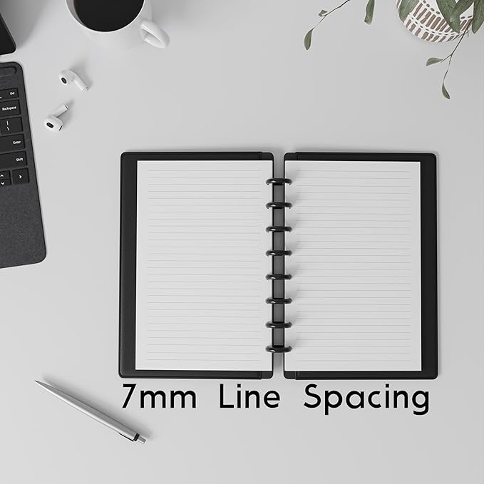 Discbound Half-Letter Size Lined Paper Refill, 500 Sheets (1,000 Pages), 5.5 in. x 8.5 in., 100 GSM, Junior Size 8 Disc Notebooks